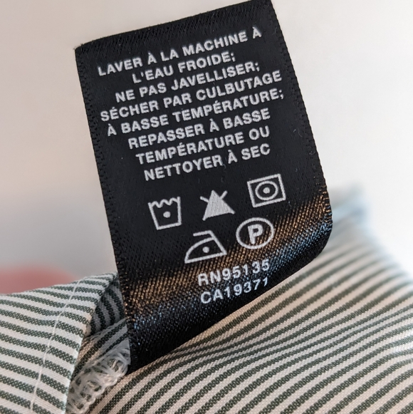 LAFAYETTE 148 NEW YORK Poplin Stretch Shirt Stripe Silver Bead Detail Size 14 - Picture 8 of 10